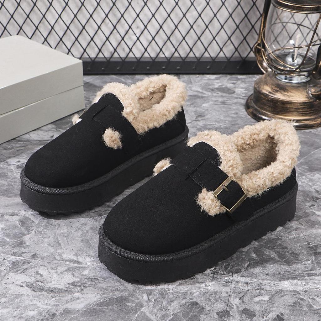 Women's Retro Snow Boots Fleece-lined Moccasins, 2025 Thick-soled Slip-on Winter Shoes.