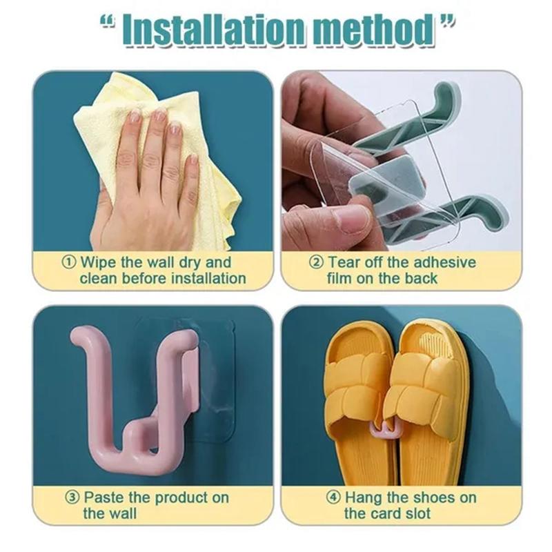 1/3 Pcs Bathroom Slipper Shelf Self-adhesive No Punching Wall Mounted One Piece Shoe Rack Space Saving Shelf Bathroom Hanging