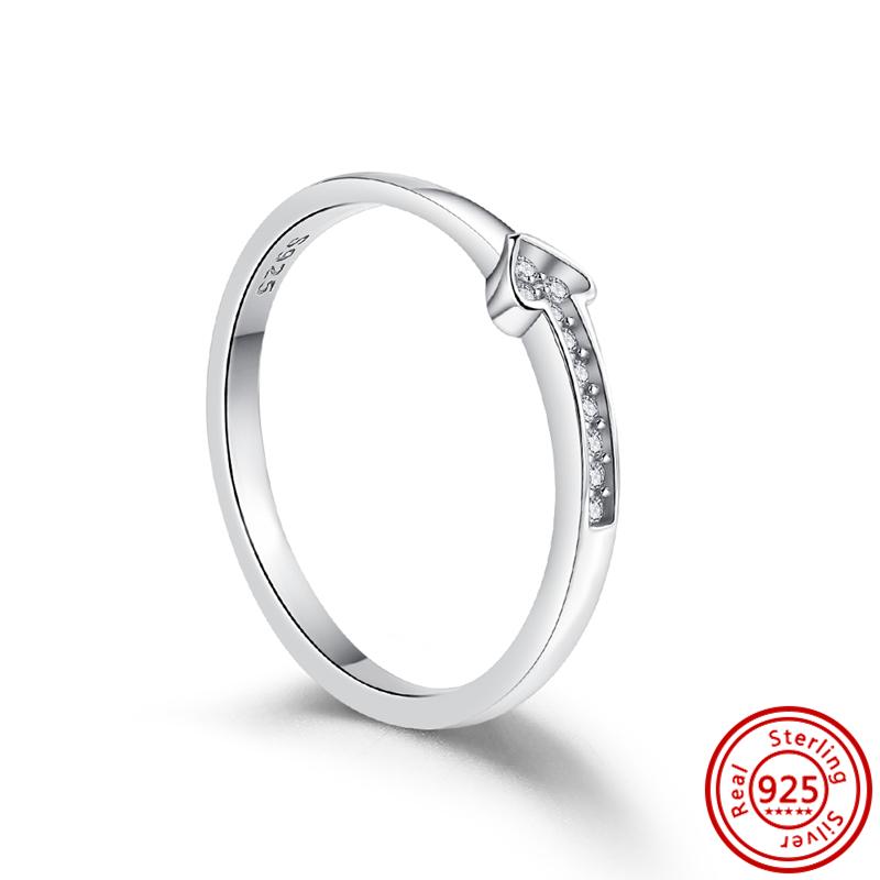 Argent Sterling 925 Cuivre Cœur Étincelant Zircon Flèche Vague Amour Éternel Infini Bagues de Couple Mariage Fiançailles Fête Zircon Cadeau