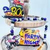Halloween Tiered Tray Decoration Wooden Beaded Garland String with Tassel and Ghost Pumpkin Photography Props