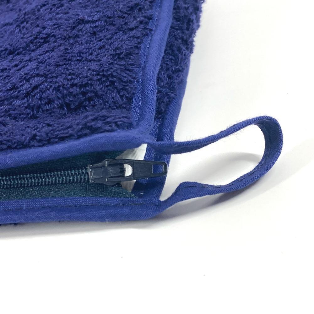 HERMES Horse print pile beach pouch Logo Clutch Bag Multi Pouch pile Navy