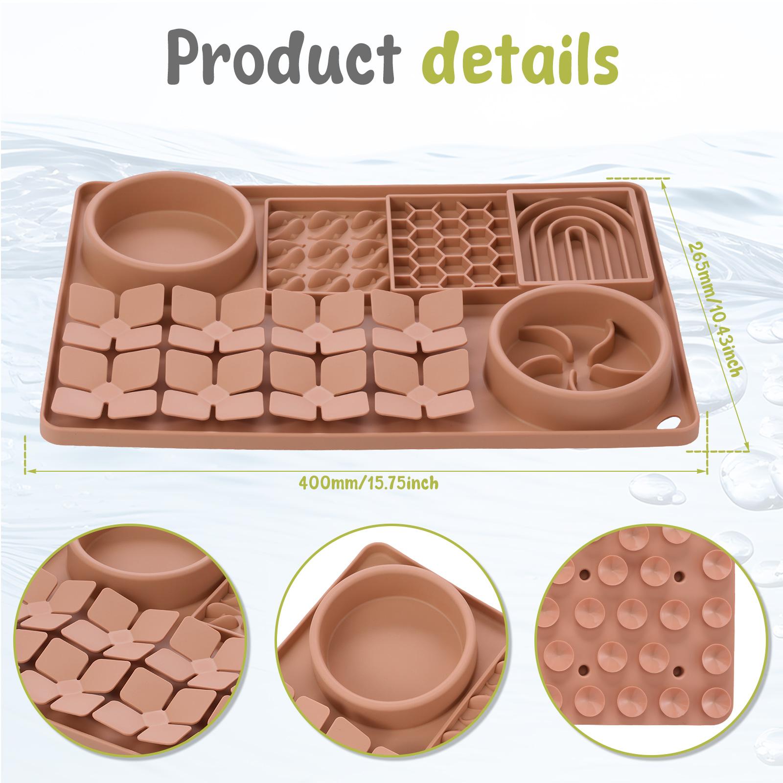 

Silicone Dog Licking Pad Slow Feeder Bowl Dog Puzzle Toy with Non-Slip Suction Cup Pet Slow Food Plate Training Dog Supplies 1Pc коричневый