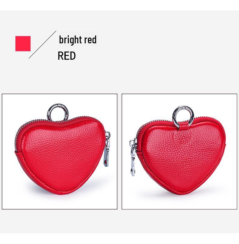 Mini Genuine Leather Coin Purse for Ladies - Top Layer Cowhide Storage Pouch with Zipper and Pendant