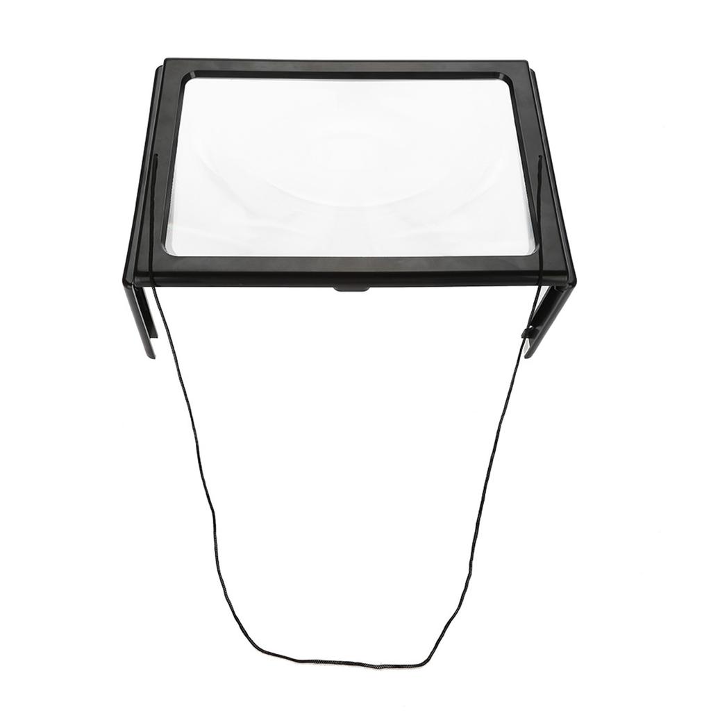 Foldable Ultrathin A4 Full Page Magnifying Glass with 3X Magnifier 4 LED Lights for Reading