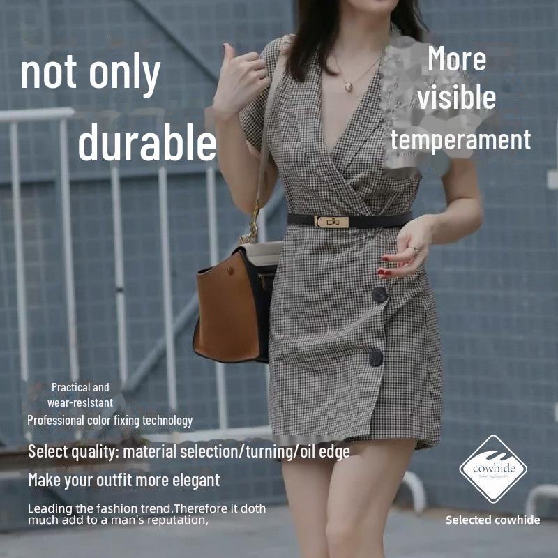 Vintage Stil Echtes Leder Damen Skinny Taillengürtel zur Kleiderdekoration