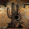 Metal Cactus Wall Art Sun Bull Design Elegant Black Iron Decor Living Room Balcony Gift