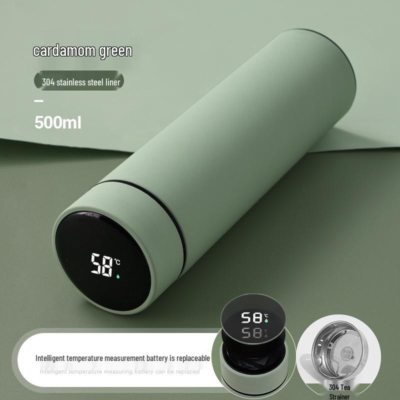 Smart Ceramic-Lined 304 Stainless Steel Insulated Cup - Simple Solid Color, Straight Body, Portable Office Gift.