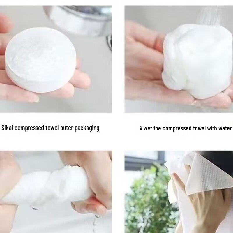 Thickened & Lengthened Disposable Compressed Face Towel - Soft Cotton, Individually Wrapped, Portable