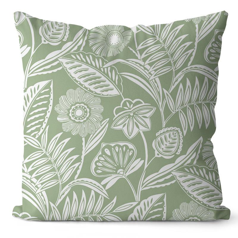 Green Plant Pillow Cover Geometric Cushion Home Bedside Sofa Cushion Cover