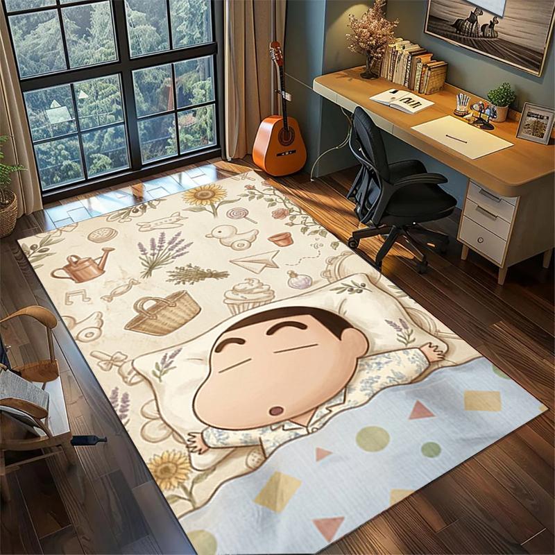 Crayon Shin-chan Bedroom Area Mat Non Slip Washable Large Rug Gamer Room Floor Decor