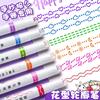 3/6/8pcs Line Shaped Highlighter Roller Tip Curve Liner Marker Pens Kawaii Graffiti Pen Korean Stationery School Office Supplies