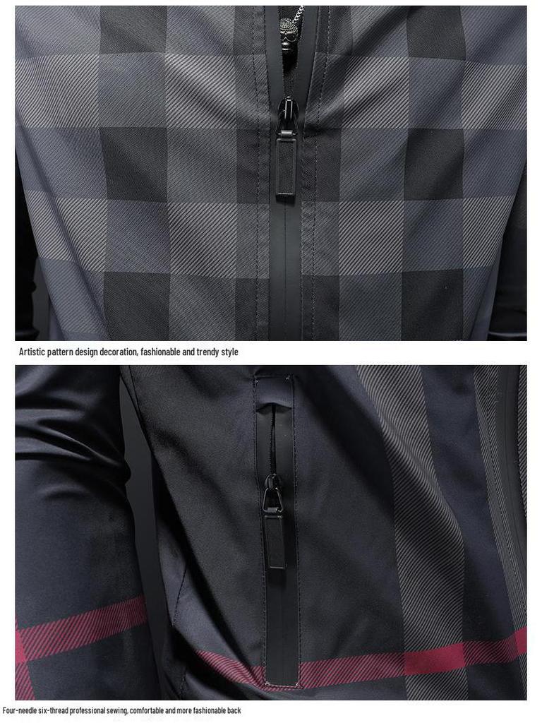 Pánský trendy károvaný pruhovaný kardigan bunda s kapucí - Evropský styl, Velké velikosti, Jaro/Podzim