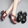 Women's Sandals Soft Leather Wedge Flat Shoes 2025 Summer New Fish Mouth Slope Heel Sandals Comfortable Soft Bottom Shoes