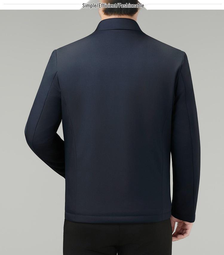 Men's High-Grade Cotton Padded Jacket - Autumn/Winter Stand-up Collar for Middle-aged Wear, Warm Outerwear.