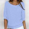 2026 Women's Solid Color Round Neck Knitwear Three-Quarter Sleeve Top