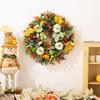 Harvest Festivals Faux Pumpkin Wreath Elegant Fall Flower Wreath Artificial Flower Decoration for Wall or Window
