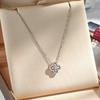 French Fashion Full Diamond Four - Leaf Clover S925 Sterling Silver Necklace for Women , Valentine's Gift