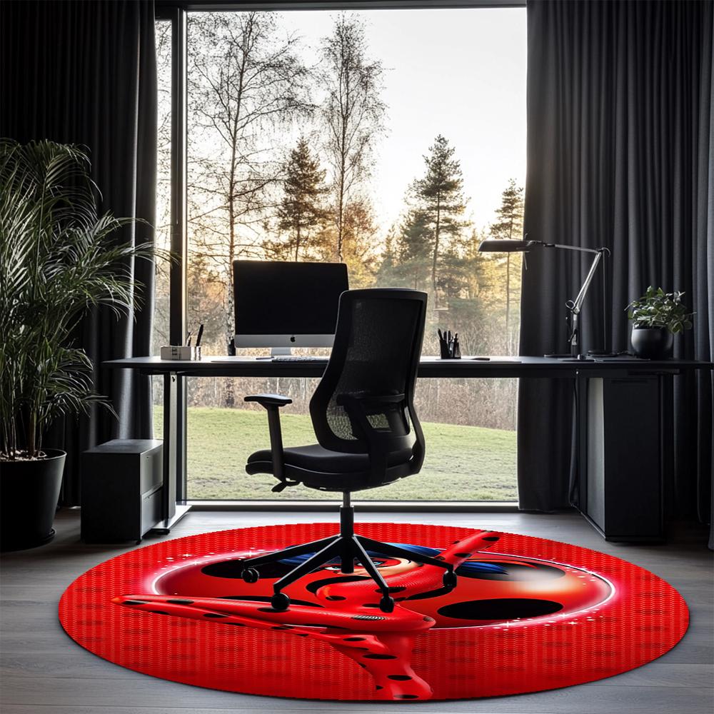 Ladybug Printed Round Rug Carpet Chair Rug Area Rug Entryway Doormats,for Office Chair Living Room Bedroom Kitchen Room.
