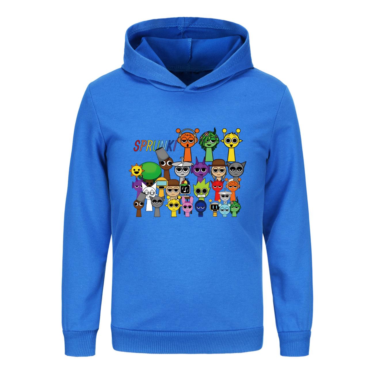 Детская толстовка с капюшоном 3D Sprunki свитер Детский свитер 170cm синий