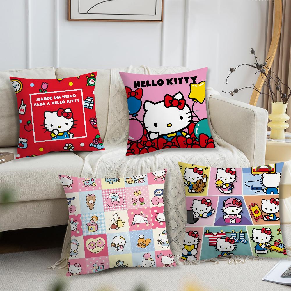 H-Hello K-Kittys Cute Pillow Case Sofa Living Room Bedroom Headboard Backrest Cushion Square Cushion Nap Time
