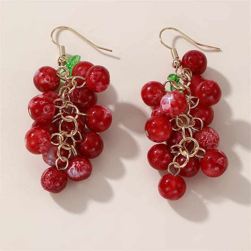 Summer Countryside Style Grape Pendant Earrings For Women Personalized Daily Accessory Party Jewelry Anniversary Birthday Gifts