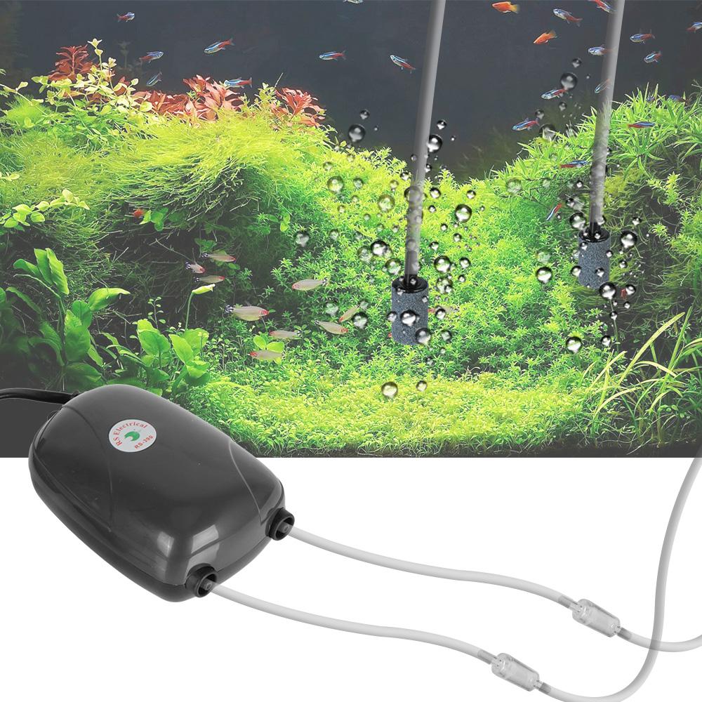 Mini Aquarium Air Pump EU Plug Single Double Outlet Fish Tank Oxygenation Pump Increase Oxygen Compressor Quarium Supplies