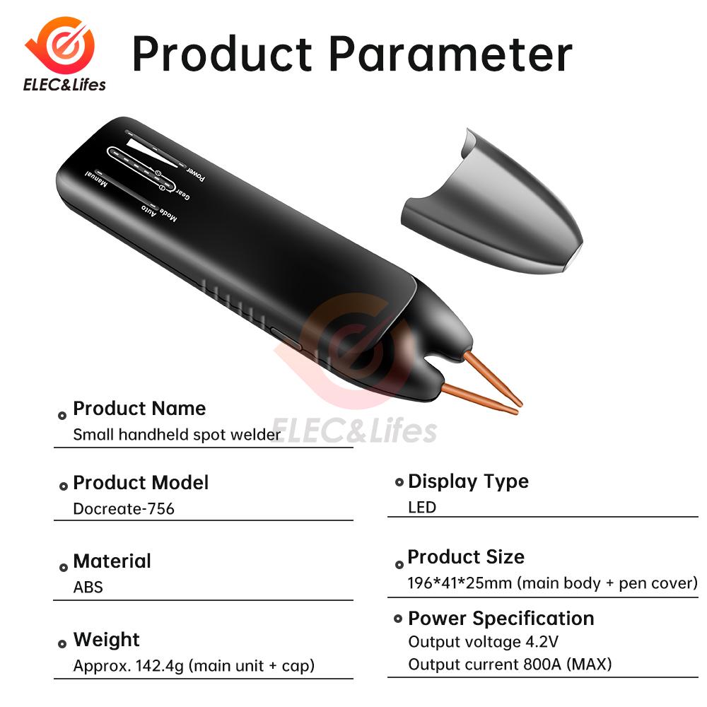 1V/1A 11 Gears DIY Portable Handheld Battery Spot Welder for 18611 Lithium Battery Nickel Strip and Nickel Belt Welding 1111mAh