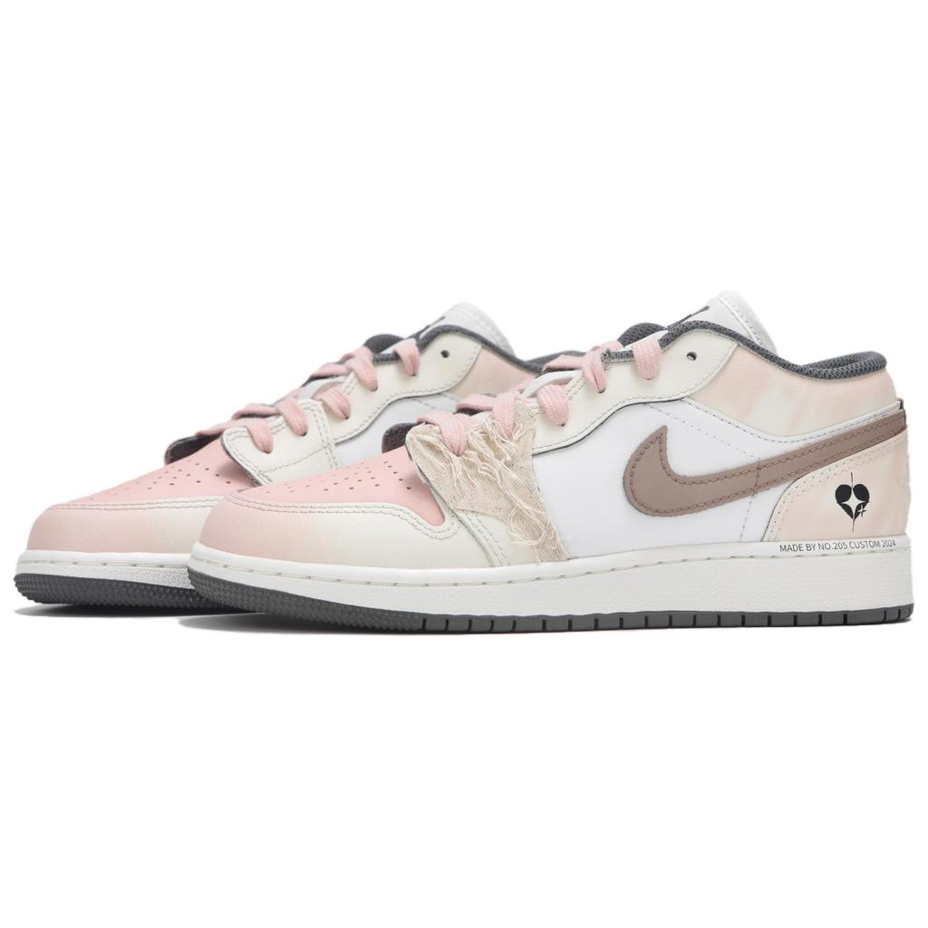 Jordan Air Jordan 1 Abrasion Resistant Low Top Vintage Basketball Shoes Men's Beige Pink 553558-044(Teamfour-)