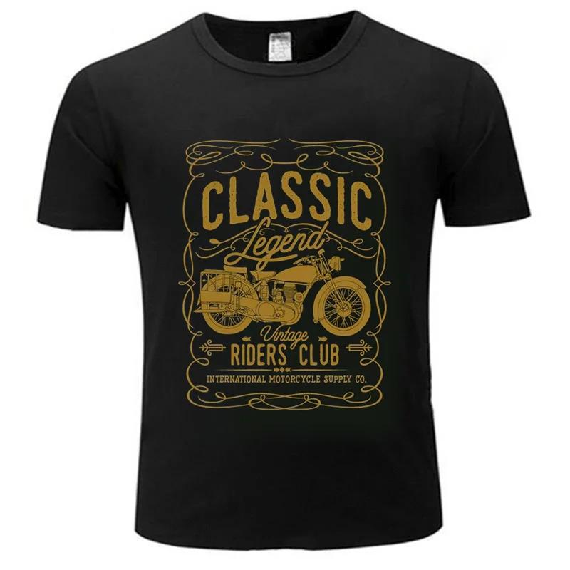 Streetwear Biker Men Cotton Classic T-shirt Motorbike Cool Fashion Big Size Tee Male Vintage Motorcycle Couple Top Unisex
