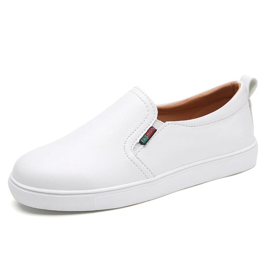 

2025 New flat light spring and autumn leather women s small shoes leisure sports anti-slip low-top leisure loafer women s shoes 35 білий