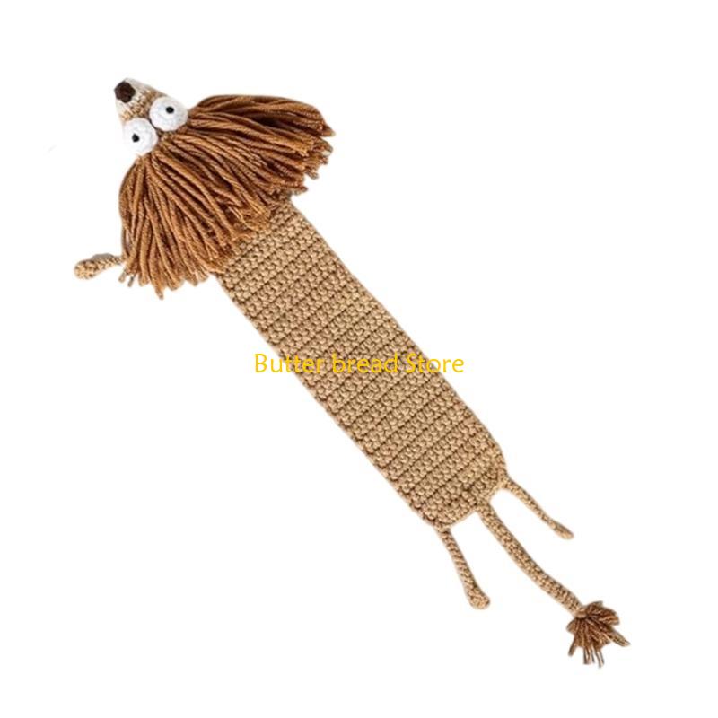 W89C Virkade Djurbokmärken för Bokälskare, Stickade Bokmärken Boksidehållare