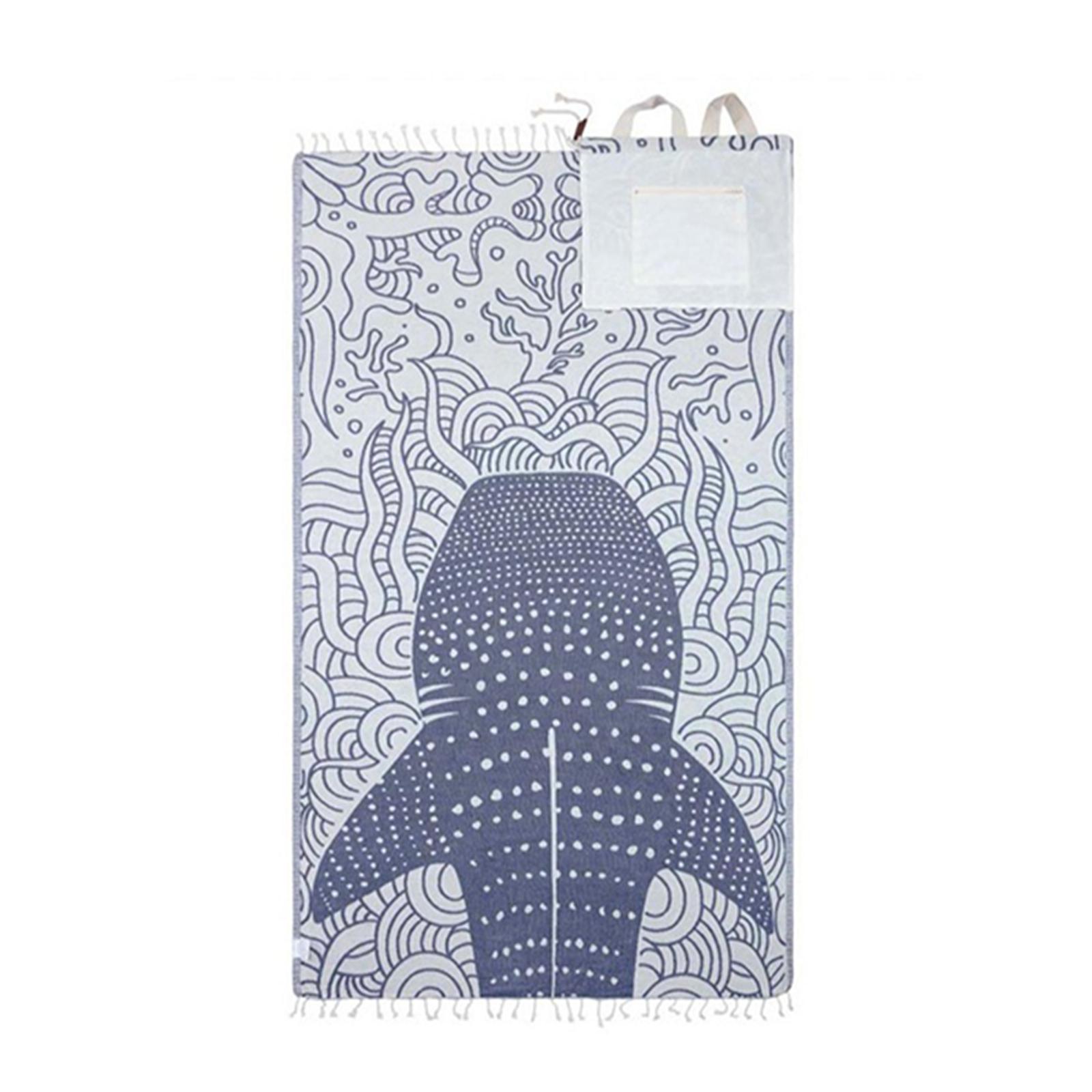 

Convertible Beach Towel Bag 2 in 1 Lightweight Quick Drying Turkish Cotton Beach Towel with Floral Pattern and Fringe Edges for Outdoor Use One Size