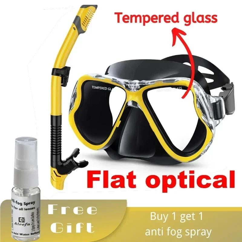 Adult Myopia Diving Snorkel Mask Set ,with Anti-Fog Spray,Carrier Bag, Dive Mask, Free Breathing& Easy Adjustable Strap