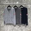 TIME BREATHE TB Double Sleeve Striped Wool Cardigan - Trendy Korean Style Spring/Autumn Knitwear