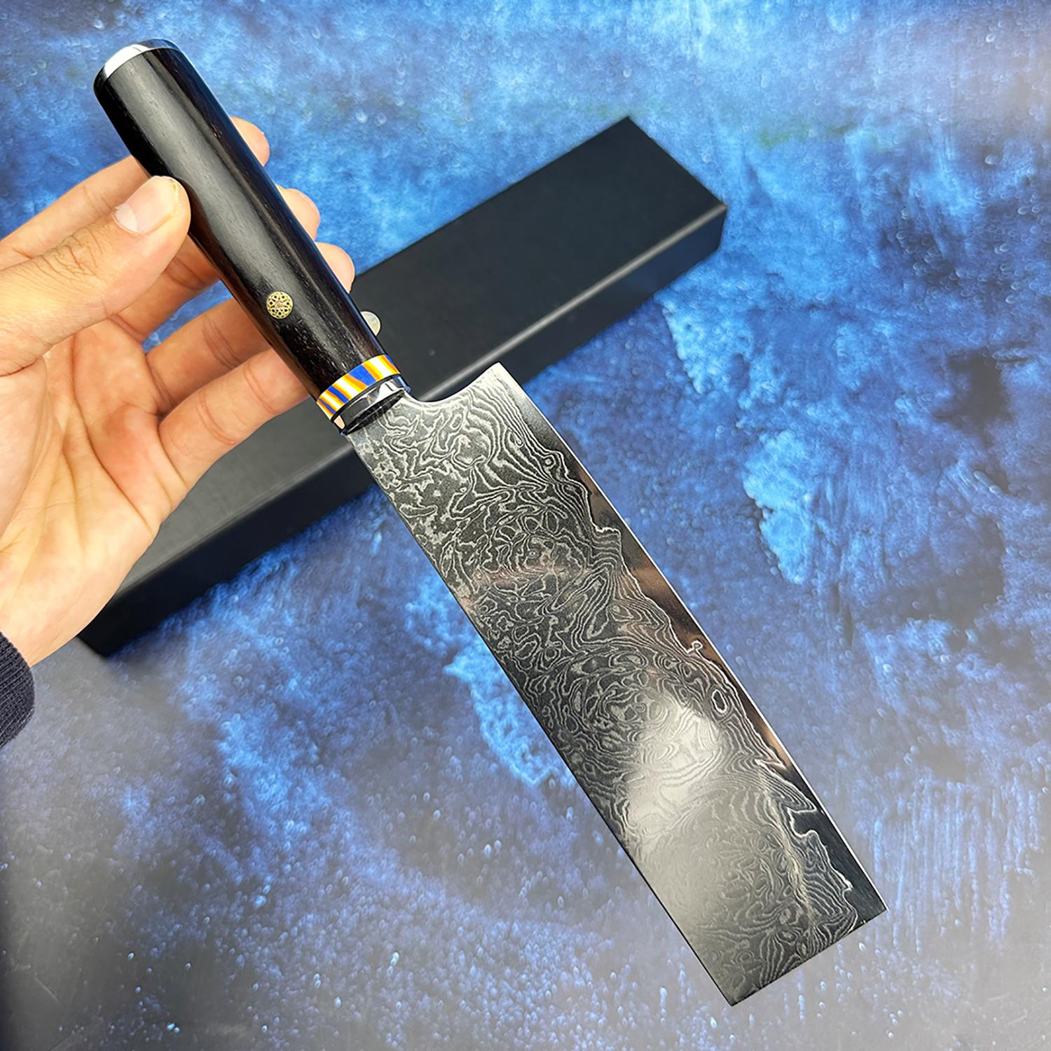 Nakiri Knife 67 Layers Damascus Steel Chefs Cleaver Sashimi Slicing Sushi 10Cr15CoMoV Kitchen Knives Cooking Tools Wood Handle 6 inch