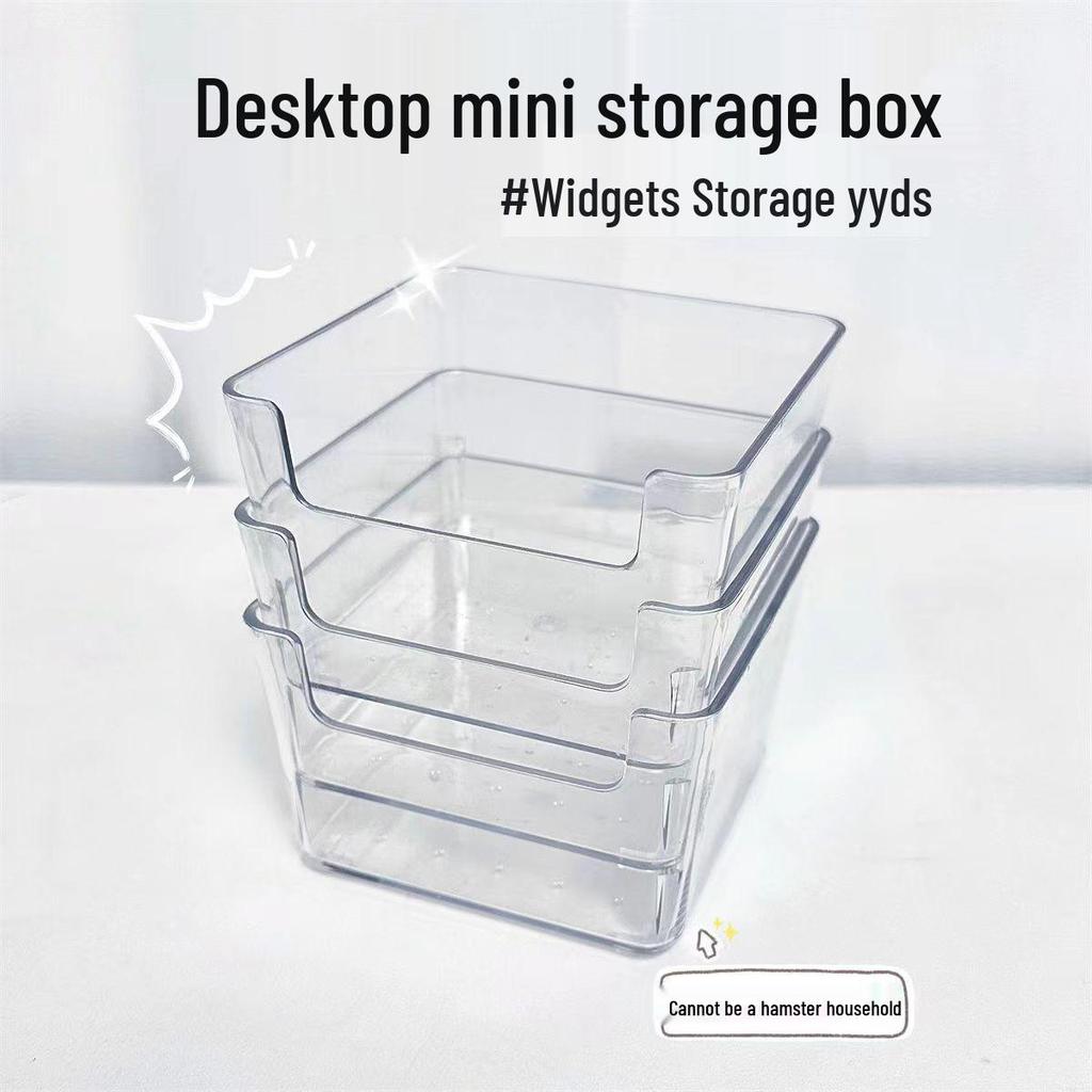 Acrylic Transparent Storage Box with Dividers for Cards and Memos