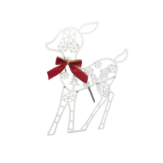 Christmas Reindeer Decoration Outdoor Light Up Deer Family with Warm Light 2D Standing Deer for Holiday Yard Garden Lawn Decor