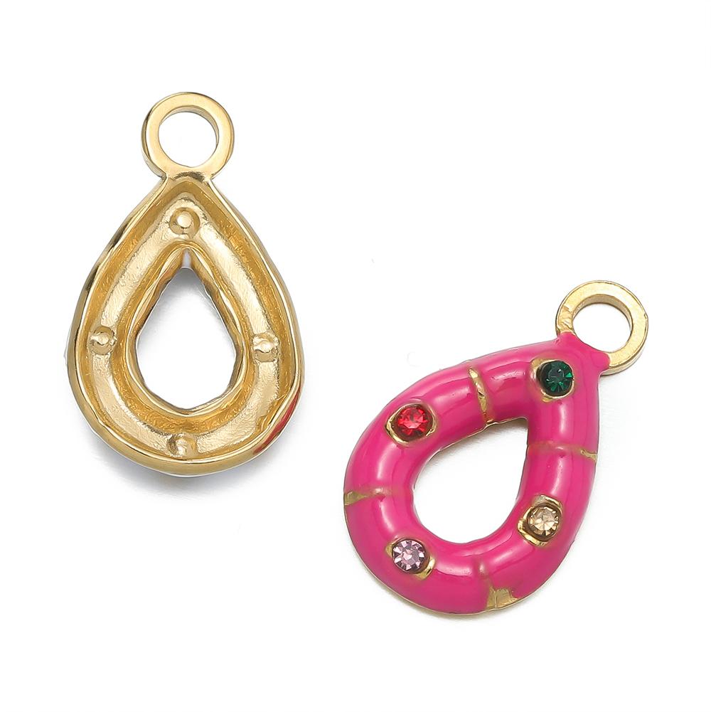 1 pièce/lot Pendentifs Triangle Ovale Cœur d'Amour Multicolores en Acier Inoxydable Pour Bracelet Collier DIY Accessoires de Bijoux