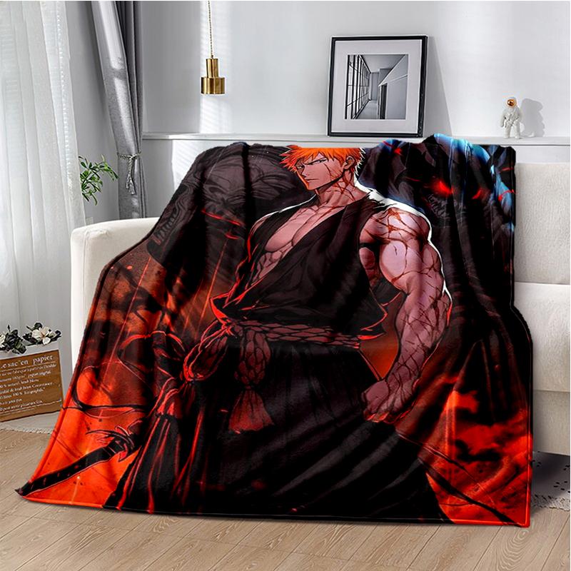 3D Bleach Kurosaki Ichigo Cartoon Anime Soft Blanket,Soft Throw Blanket for Home Bedroom Bed Sofa Travel Cover Child Gift