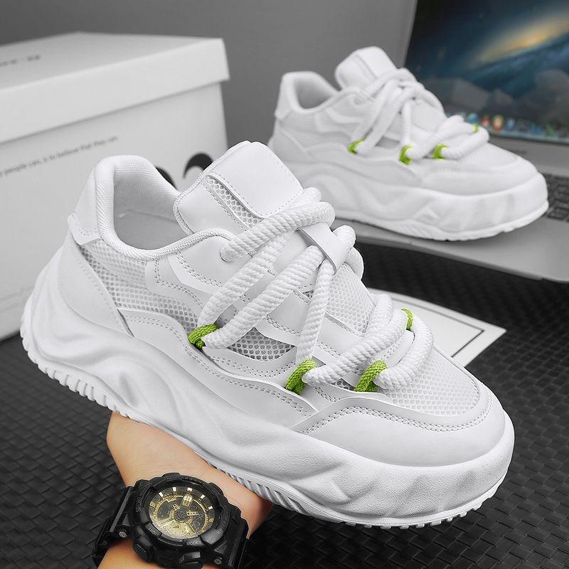 Fashion Fashion Men's Mesh Leather Shoes Trend Breathable Anti-slip Men Sneakers Youth Outdoor Platform Board Shoes Zapatillas De Hombre