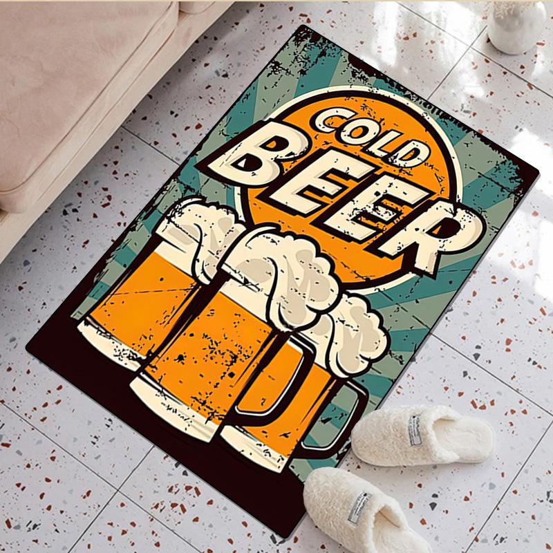 1Pc Beer Print Rug - Home Decoration Carpet For Living Room Bedroom Flooring Computer Chair Area Rug