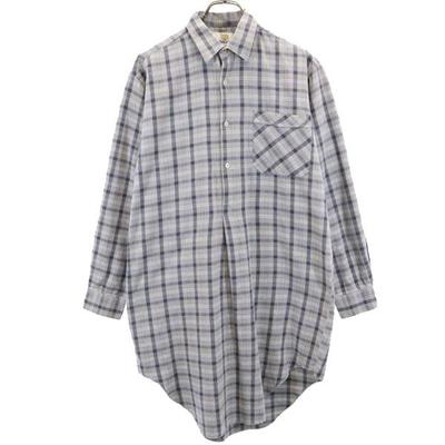 Camisa de manga comprida com padrão xadrez peça única 39-40 Cinza Camisa de Vovô Mulher Usada