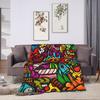 Cartoon Cute Doodle Plush Blanket Girls Boys Flannel Throw Blanket For Couch ChairBed Warm Custom DIY Quality Bedspread Gift