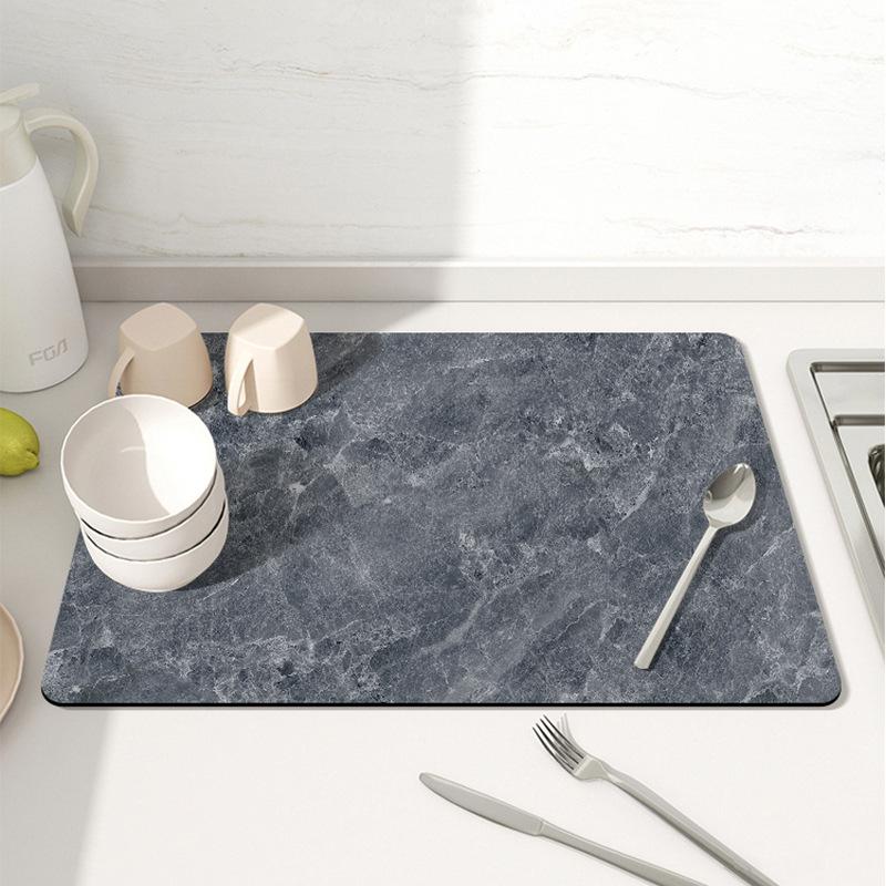 Kitchen Drain Mat Countertop Diatom Mud Moisture-wicking Mat Worktop Tableware Dry Mat Cup Mat Wash Free Tea Table Bar Mat 30*40CM