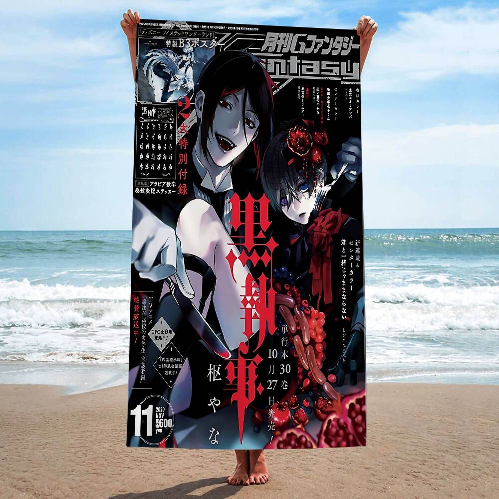 Japanese Anime Black Butler Beach Towel Colorful Bath Towels For Girl Microfiber Quick Dry Sand Free Beach Yoga Spa Gym