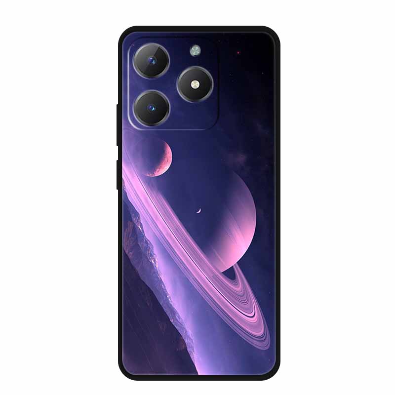 For Realme Narzo N61 Phone Case N 61 Coque Flowers Black Silicone Soft Back Cover For Realme Note 60 Case Note60 Funda Bags Capa