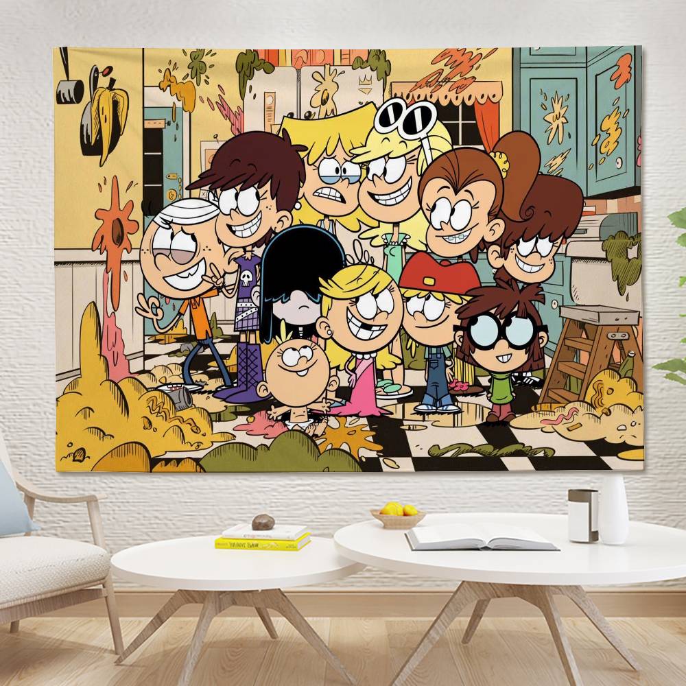 The LLoud Cartoon House Tapestry Wall Hanging Printed Polyester Tapestry INS Decoration Wall Decor