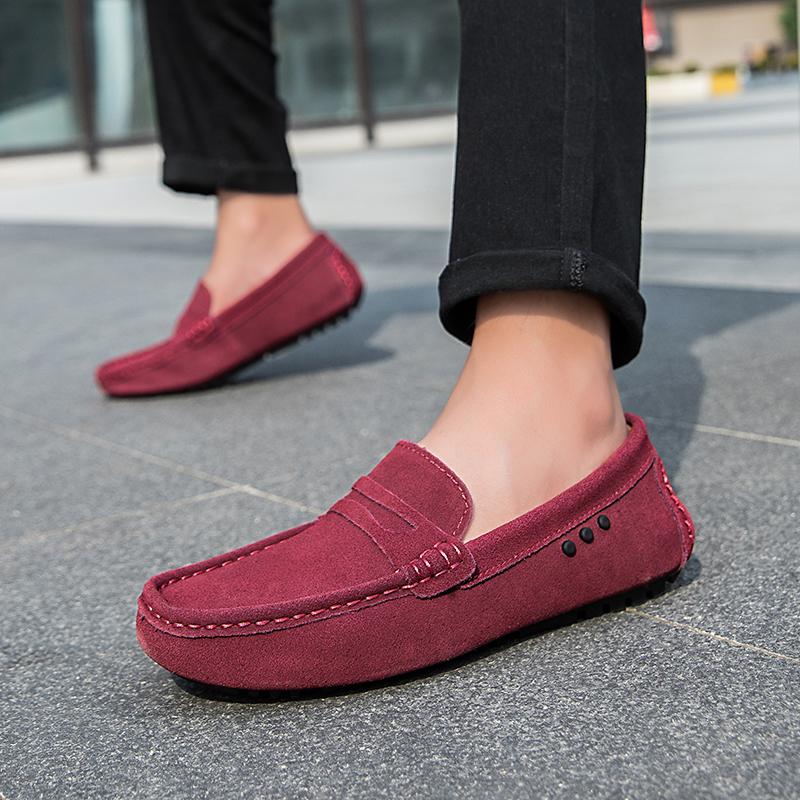 Fashion Men's Suede Lightweight Loafers Casual Men's Slip-On Shoes Comfortable Men's Driving Flat 2025 New Luxury Brand Male Dress Shoes