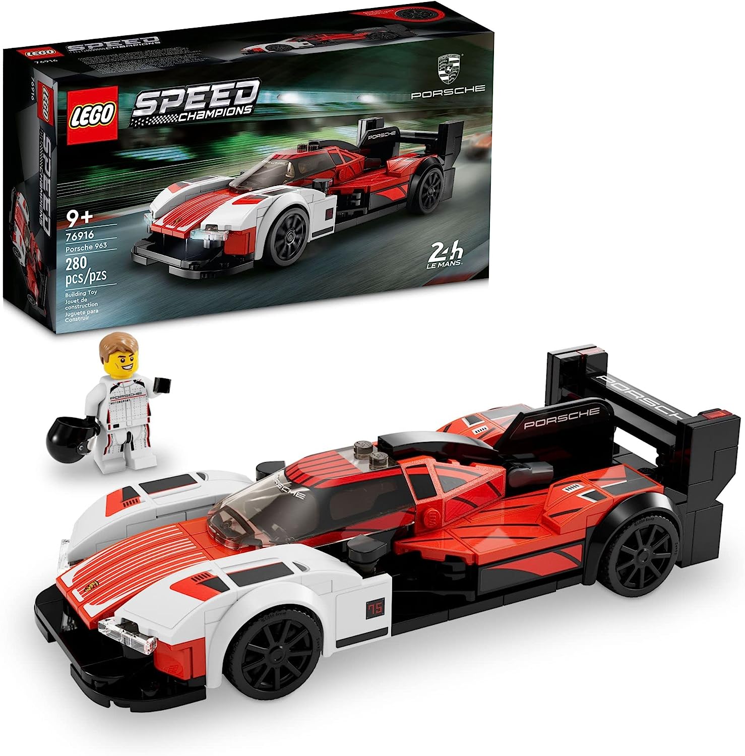 

LEGO Speed Champions Porsche 963 76916, набор для сборки модели автомобиля, гоночная машина для детей, коллекционный набор 2023 года с минифигуркой водителя