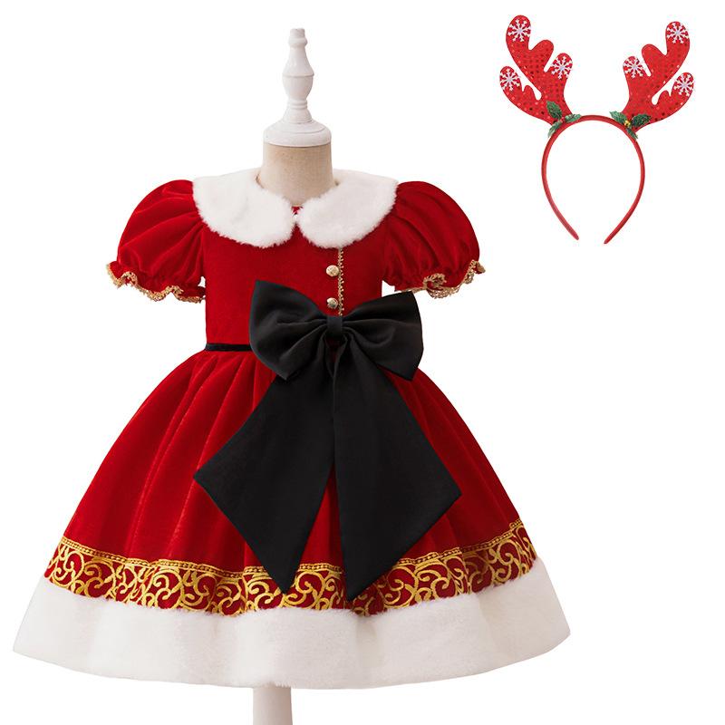 Girls Dress Santa Claus Snowflake Skirt Children's Skirt Cartoon Princess Dress Christmas Costumes